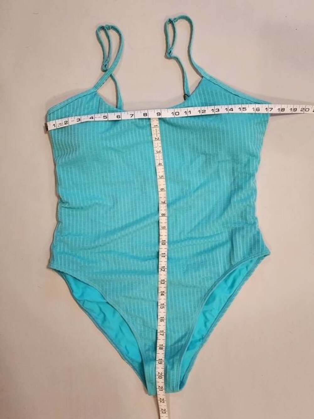 NWT Zaful Textured One-Piece Swimsuit Turquoise Blue Size XL Strappy Back